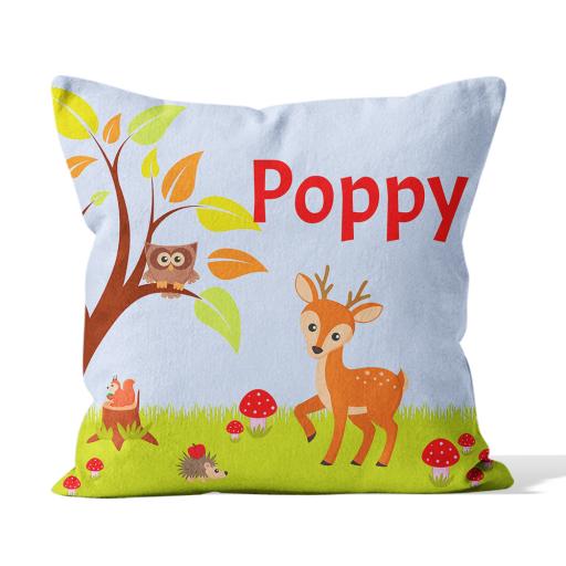 Personalised Cartoon Animals with name Cushion - Faux Suede - Double Sided print - 45cm x 45cm.