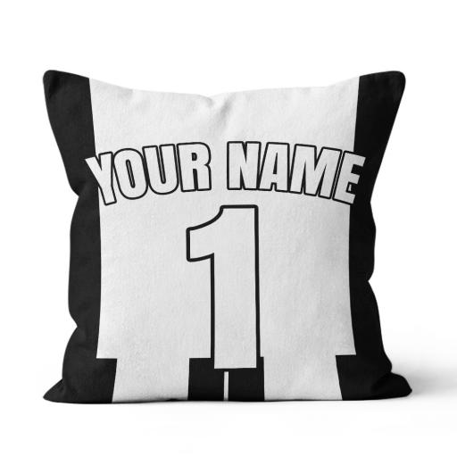 Personalised Football Cushion - Juventus Home Kit Personalisation name and number - Smooth Linen.
