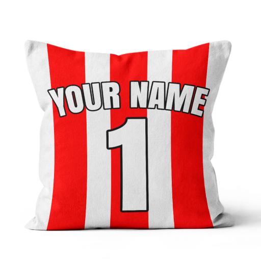 Personalised Football Cushion - Southampton Home Kit Personalisation name and number - Smooth Linen.