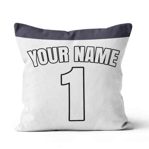 Personalised Football Cushion - Tottenham Home Kit Personalisation name and numbeTotter - Faux Suede.