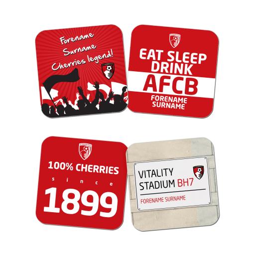 Personalised AFC Bournemouth Coasters.
