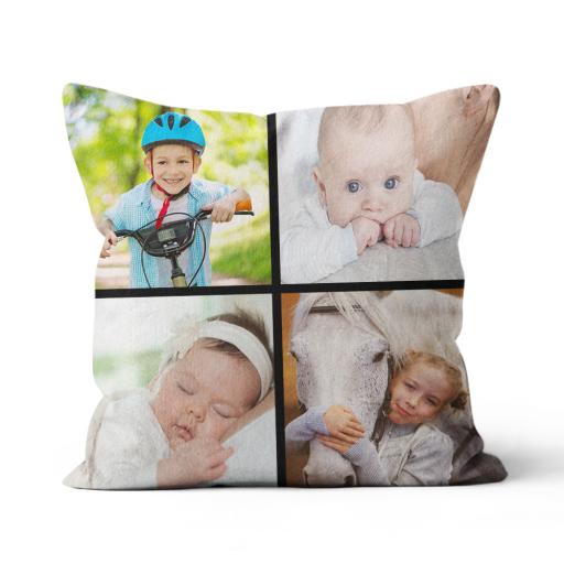 Personalised Four Photo Upload - Faux Suede - Double Sided print - 45cm x 45cm