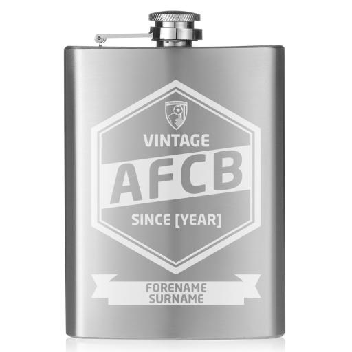 Personalised AFC Bournemouth Vintage Hip Flask.