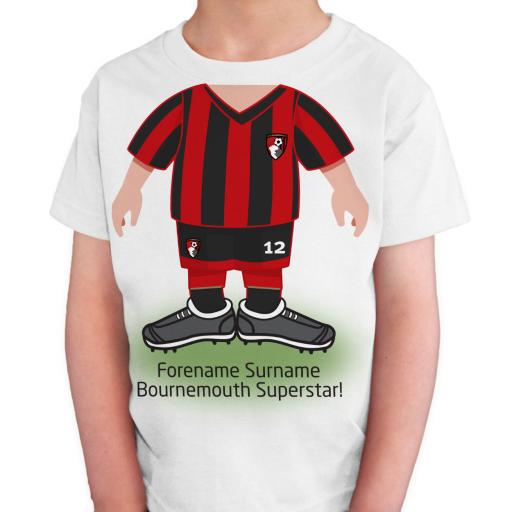Personalised AFC Bournemouth Kids Use Your Head T-Shirt.