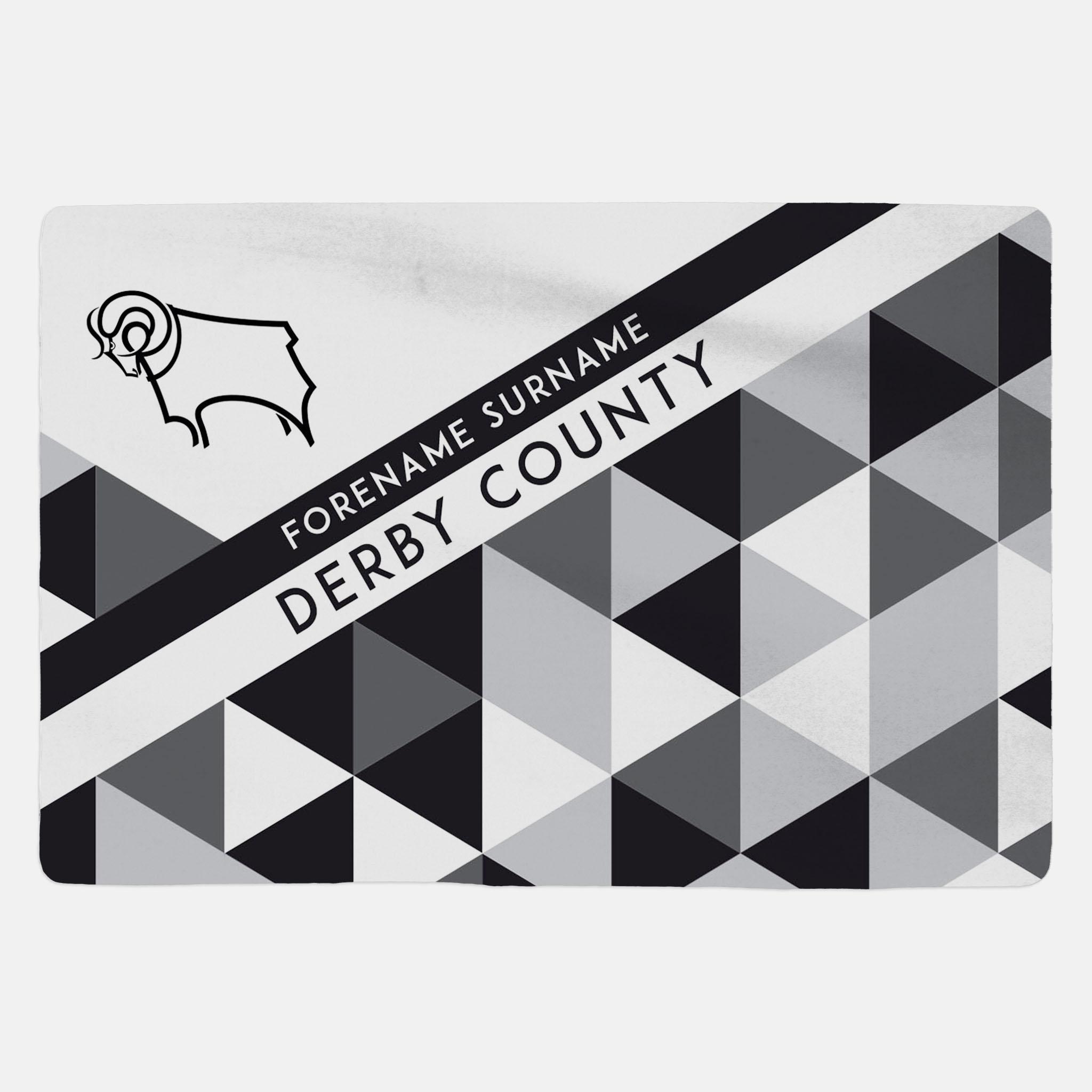 PATTERNED 150x110 Derby County F.C Personalised Blanket 