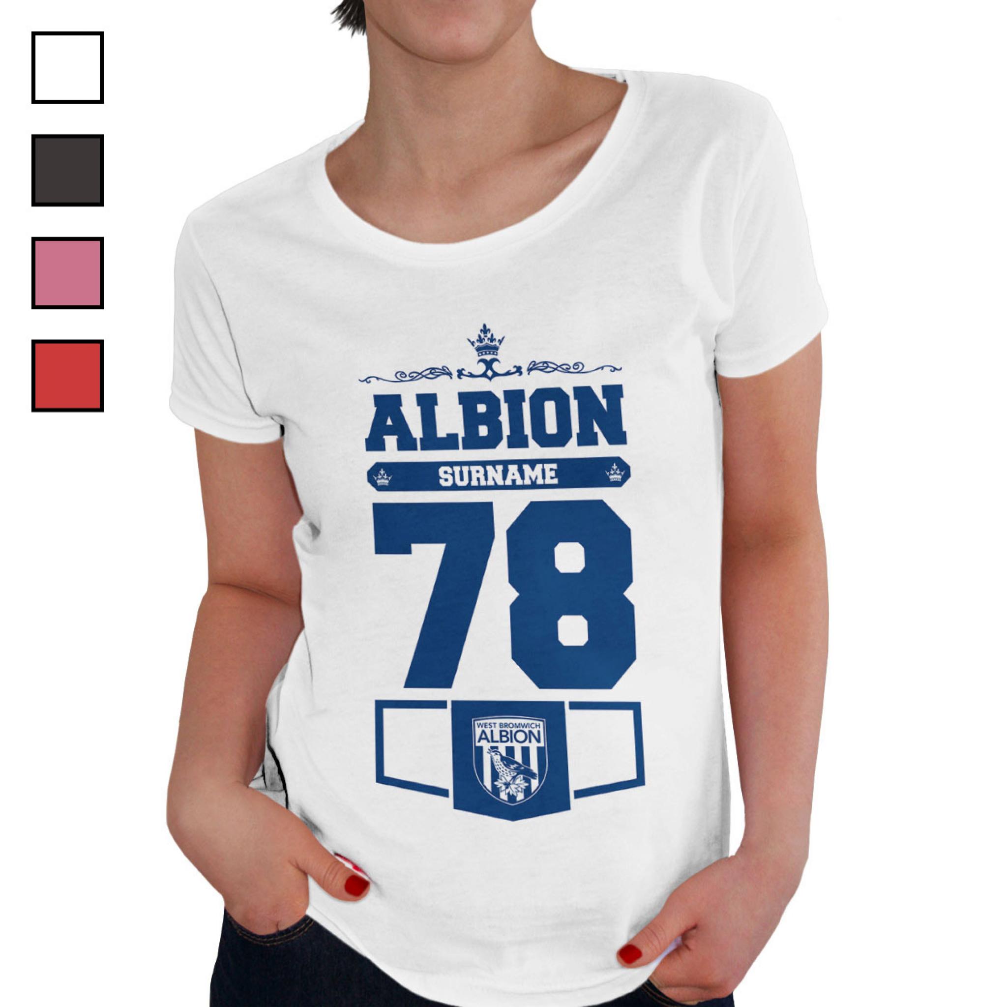 Official Personalised West Bromwich Albion FC Ladies Club T-Shirt
