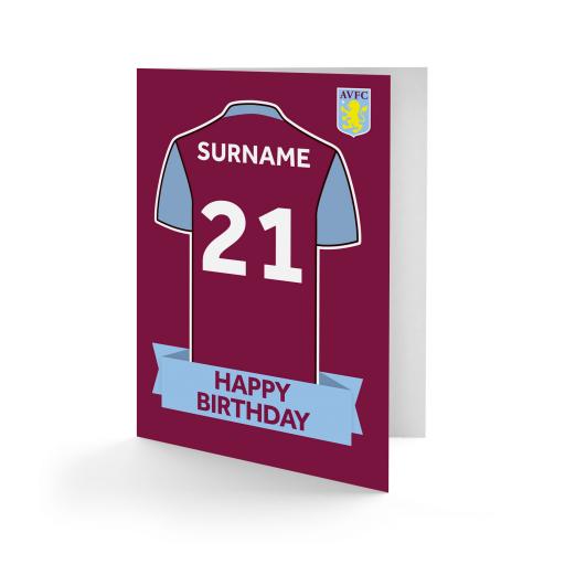 Personalised Aston Villa FC Shirt Birthday Card.