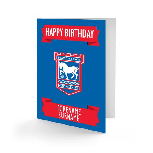 Personalised Ipswich Town FC Crest Birthday Card.