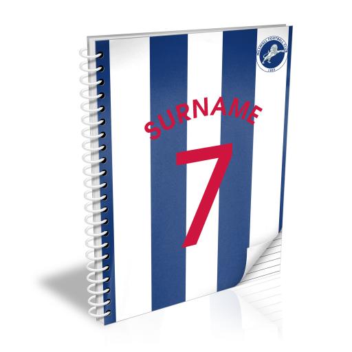 Personalised Millwall FC Shirt Notebook.