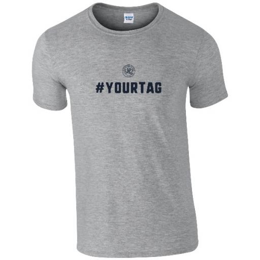 Personalised Queens Park Rangers FC Crest Hashtag T-Shirt.