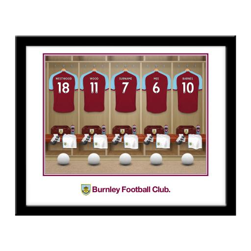 Personalised Burnley FC Dressing Room Framed Print.