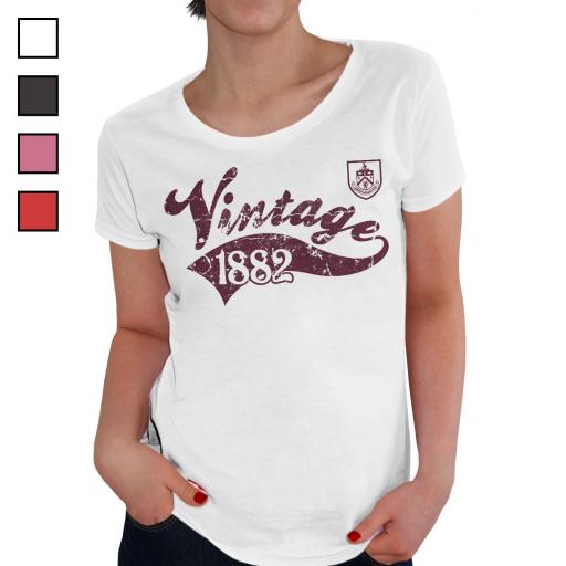 Personalised Burnley FC Ladies Vintage T-Shirt.