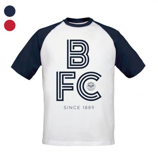 Personalised Brentford FC Stripe Baseball T-Shirt.