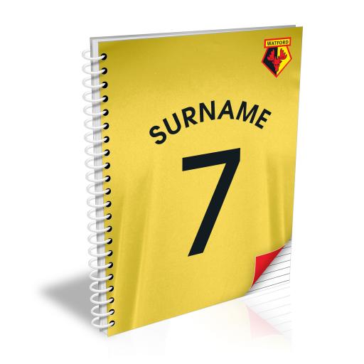 Personalised Watford FC Shirt Notebook.