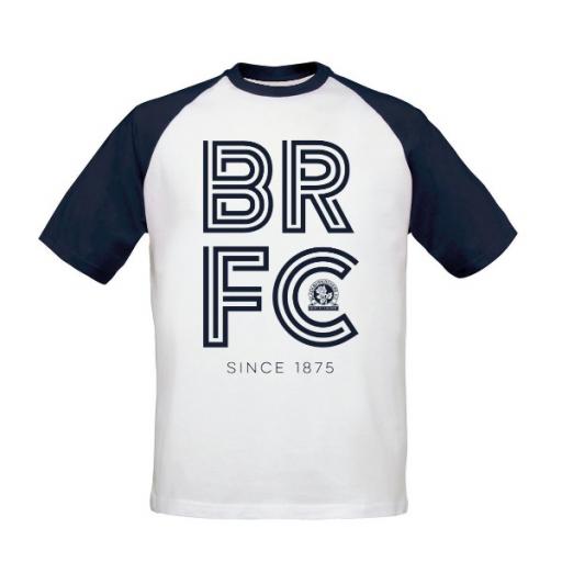 Personalised Blackburn Rovers FC Stripe Baseball T-Shirt.