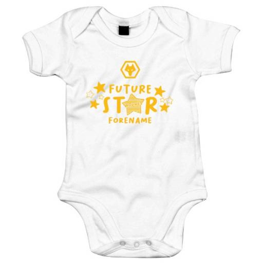Personalised Wolves Future Star Baby Bodysuit.