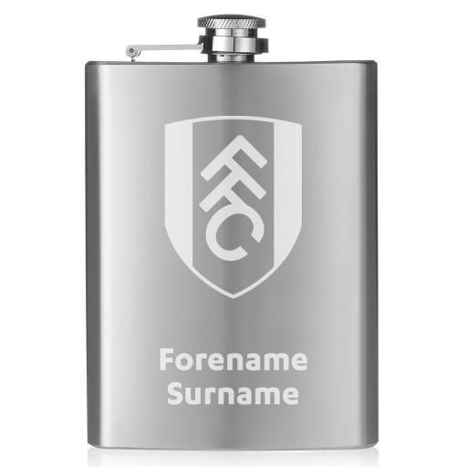 Personalised Fulham FC Crest Hip Flask.