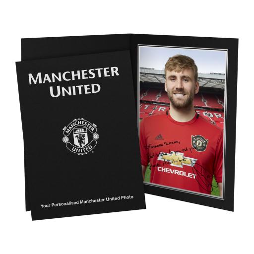 Personalised Manchester United FC Shaw Autograph Photo Folder.