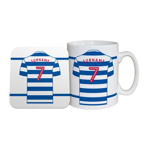 Personalised Queens Park Rangers FC Shirt Mug & Coaster Set.