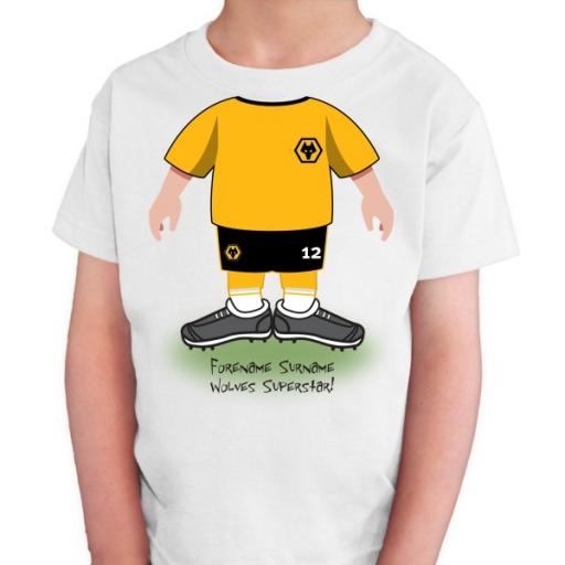 Personalised Wolves Kids Use Your Head T-Shirt.