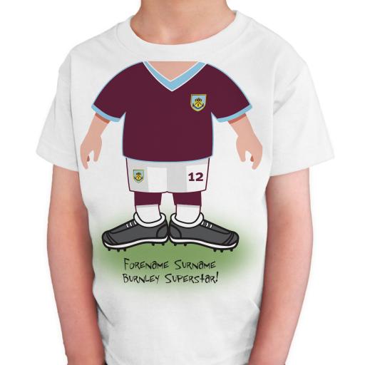 Personalised Burnley FC Kids Use Your Head T-Shirt.