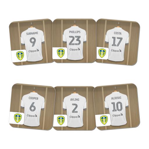 Personalised Leeds United FC Dressing Room Coasters.