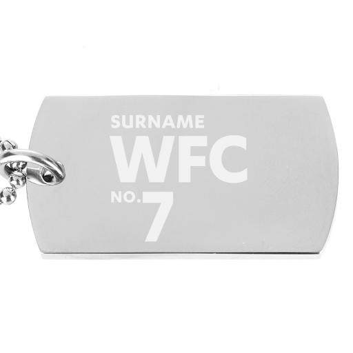 Personalised Watford FC Number Dog Tag Pendant.