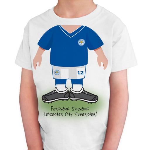 Personalised Leicester City FC Kids Use Your Head T-Shirt.