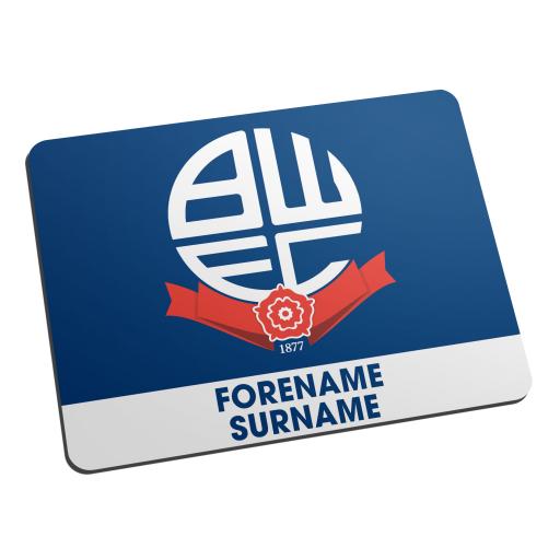 Personalised Bolton Wanderers Bold Crest Mouse Mat.