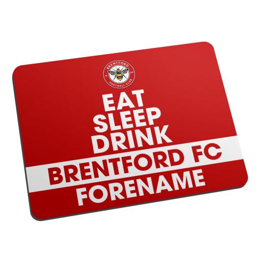 Personalised Brentford FC Eat Sleep Drink Mouse Mat.