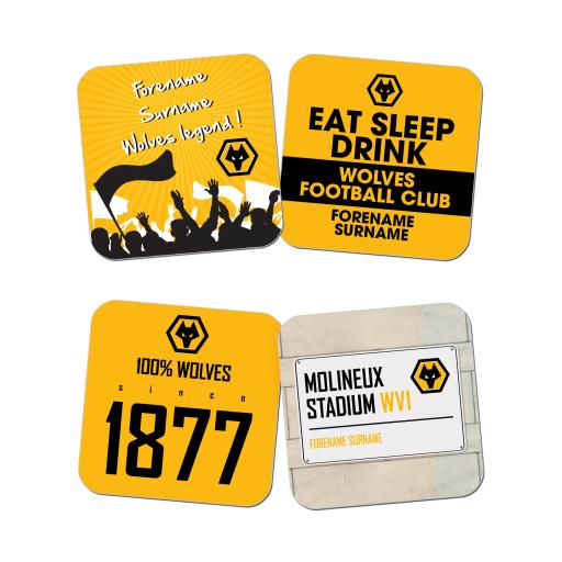 Personalised Wolves Coasters.