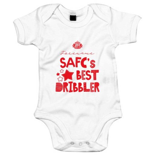 Personalised Sunderland AFC Best Dribbler Baby Bodysuit.
