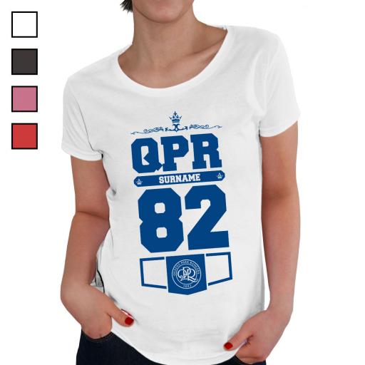 Personalised Queens Park Rangers FC Ladies Club T-Shirt.