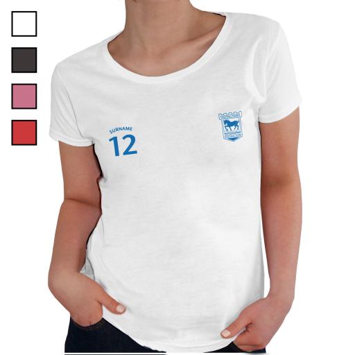 Personalised Ipswich Town FC Ladies Sports T-Shirt.