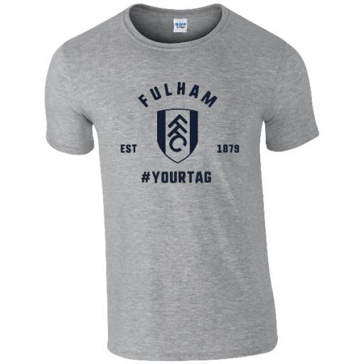 Personalised Fulham FC Vintage Hashtag T-Shirt.