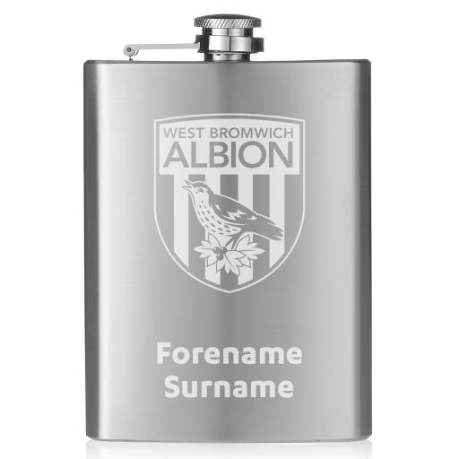 Personalised West Bromwich Albion FC Crest Hip Flask.