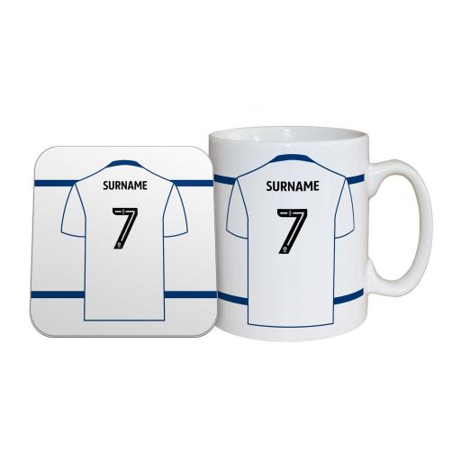 Personalised Bolton Wanderers FC Shirt Mug & Coaster Set.