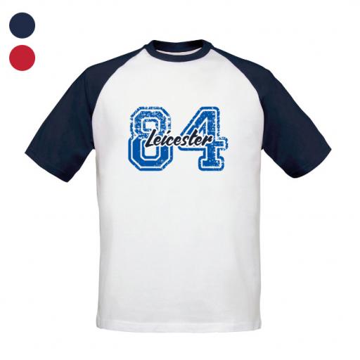 Personalised Leicester City FC Varsity Number Baseball T-Shirt.