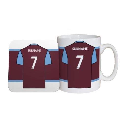 Personalised West Ham United FC Shirt Mug & Coaster Set.
