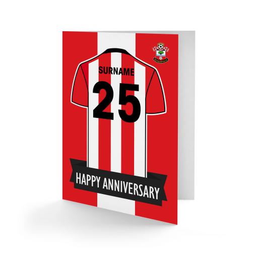 Personalised Southampton FC Shirt Anniversary Card.