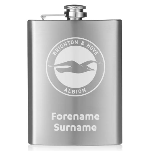 Personalised Brighton & Hove Albion FC Crest Hip Flask.