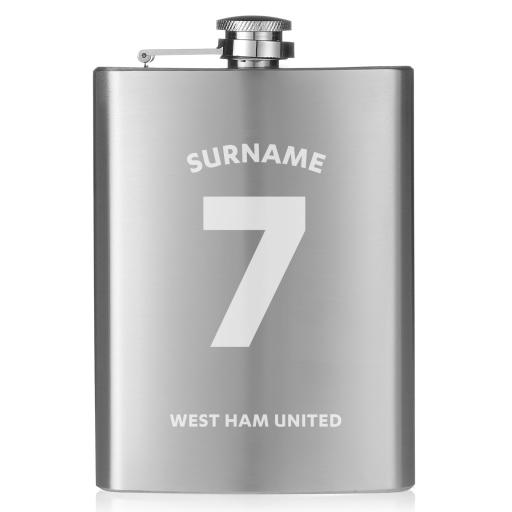 Personalised West Ham United FC Shirt Hip Flask.