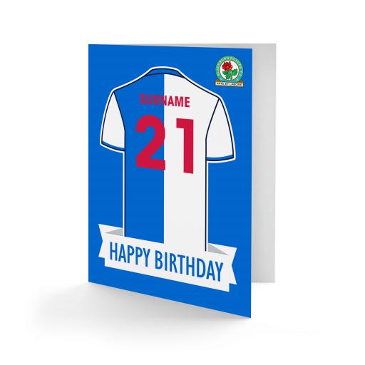 Personalised Blackburn Rovers FC Shirt Birthday Card.