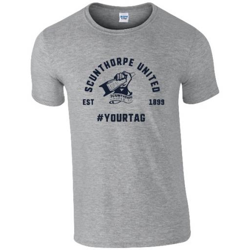 Personalised Scunthorpe United FC Vintage Hashtag T-Shirt.