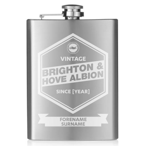 Personalised Brighton & Hove Albion FC Vintage Hip Flask.