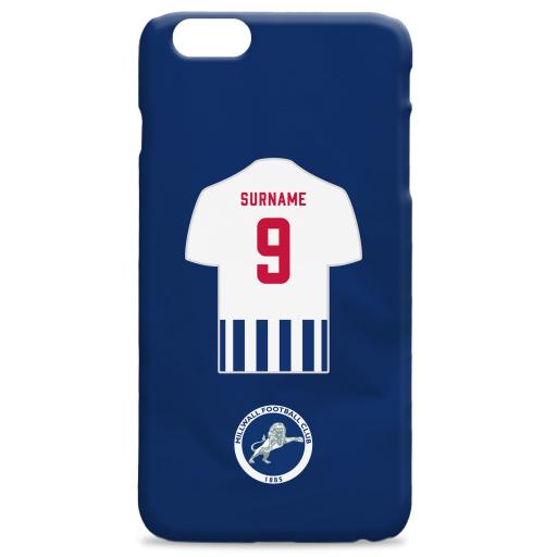 Personalised Millwall FC Shirt Hard Back Phone Case.