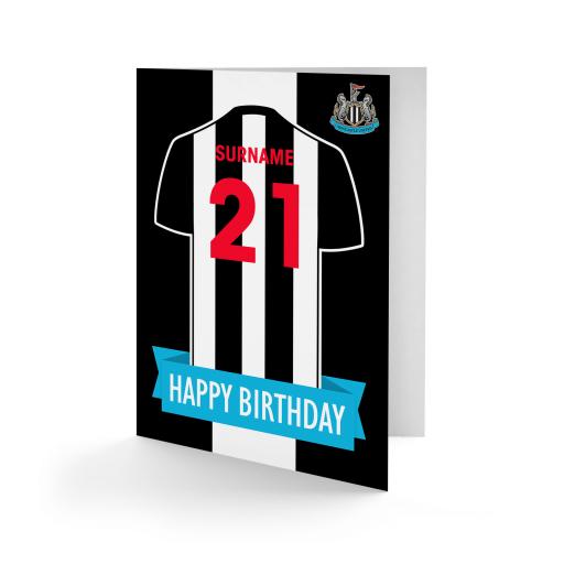 Personalised Newcastle United FC Shirt Birthday Card.