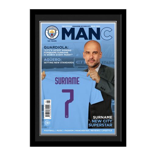 Personalised Manchester City FC Magazine Front Cover Photo Framed.