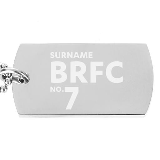 Personalised Blackburn Rovers FC Number Dog Tag Pendant.