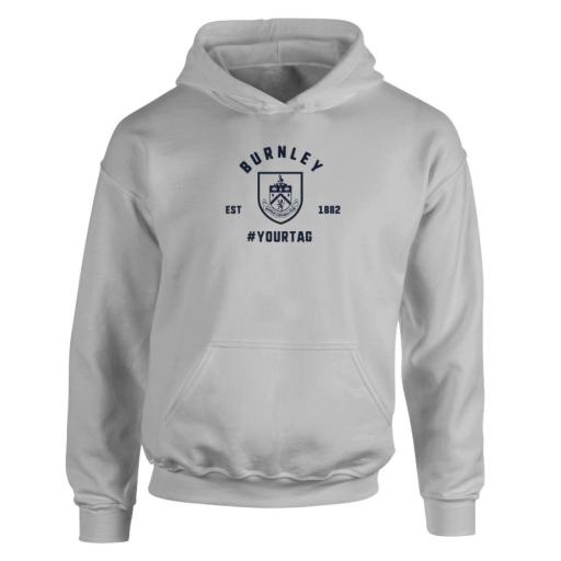 Personalised Burnley FC Vintage Hashtag Hoodie.